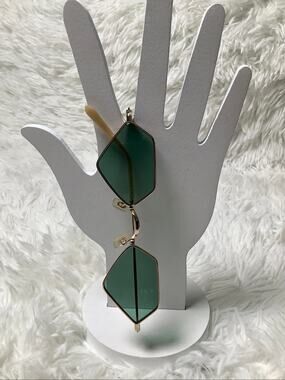Bonnie Clyde For Eva Gold Frame Green Geometric Diamond Sunglasses F16-25